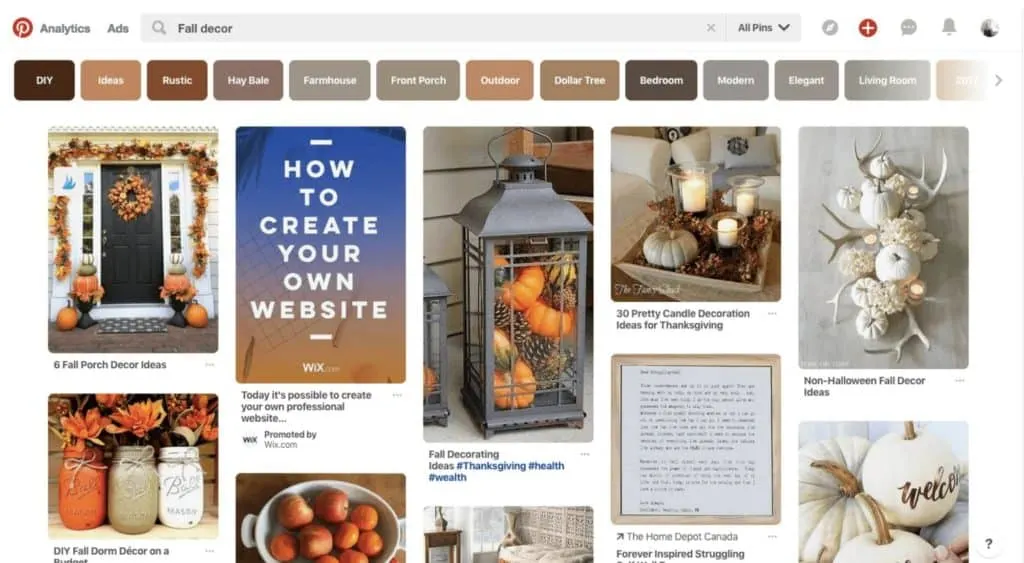 fall decor on Pinterest -get started as a Pinterest Virtual Assistant
