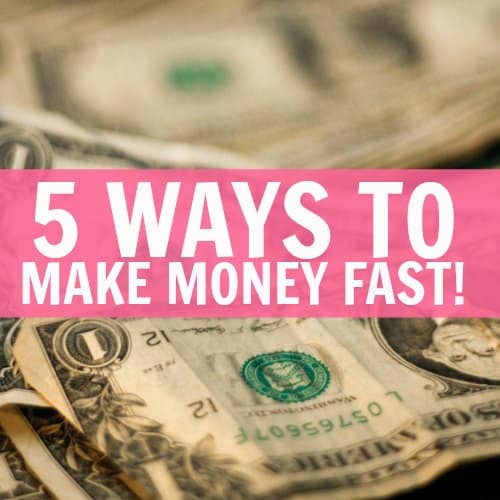 Make money fast with these 5 easy ideas. I love these ideas for making money online and at home quickly! Great if you are unemployed or a stay at home mom and need some extra cash in a pinch.