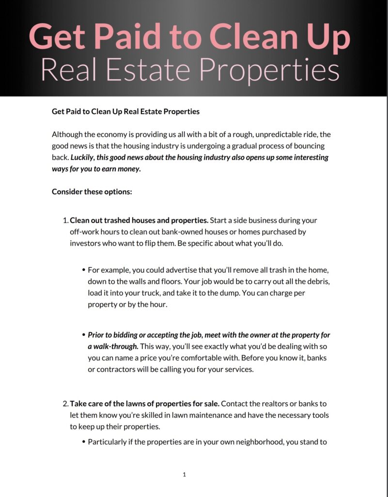  "How to Start A Foreclosure Cleaning Business" PDF cheatsheet. 