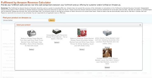 Amazon FBA Canada Calculator