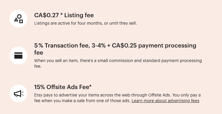 etsy store fees - how to start an etsy store