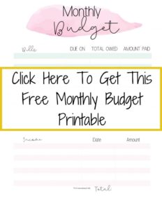 monthly budget printables
