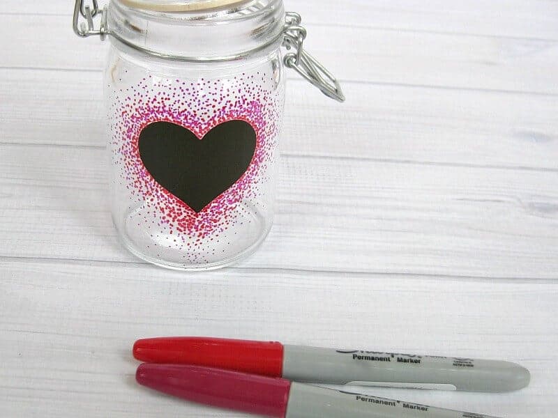Sharpie dot glass for Valentine's Day