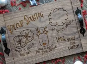 wooden engraved tray for Santa's cookies