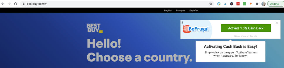 BeFrugal chrome extension
