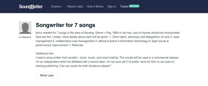 SoundBetter get paid to write sing lyrics