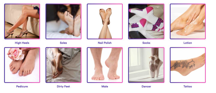 the different types of feet pics to sell.