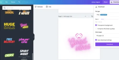 how to make digital stickers on Canva