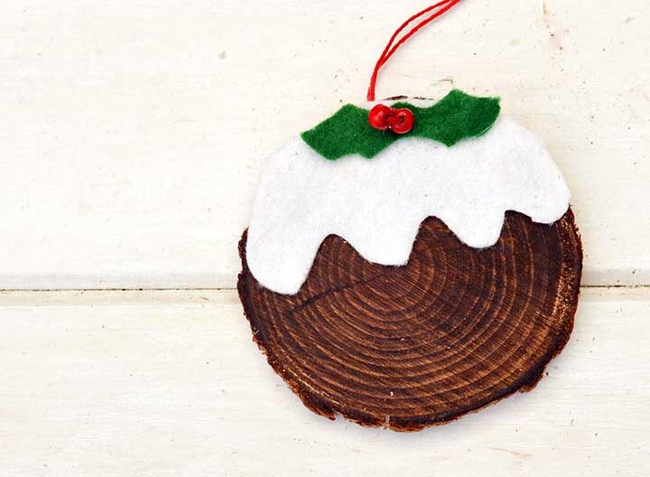 Christmas pudding wooden slice