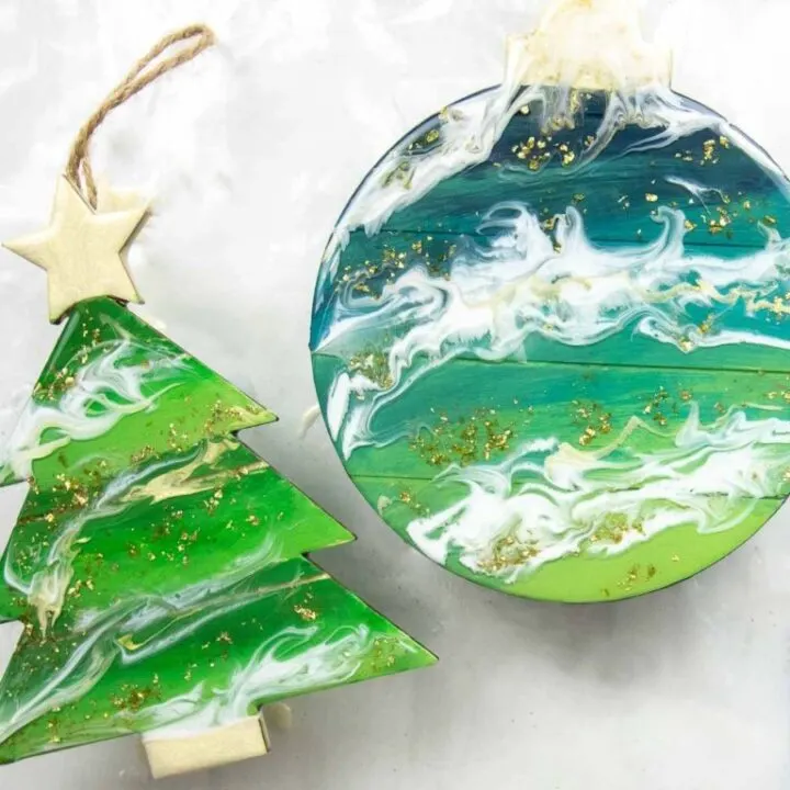 poured resin Christmas ornaments