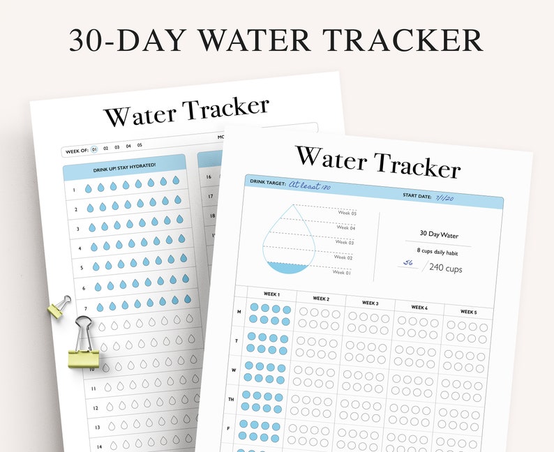 a water tracker is a great etsy printable to make and sell