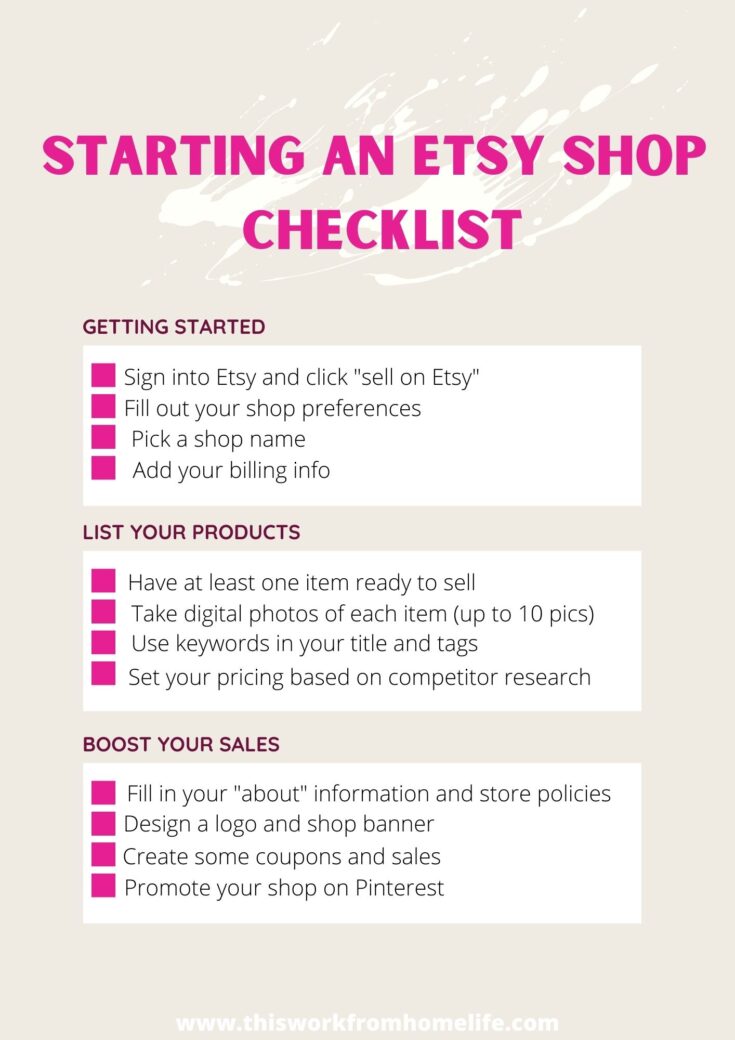 starting an Etsy shop checklist psf