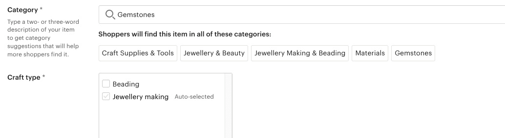 How to choose a category for your Etsy crystals shop
