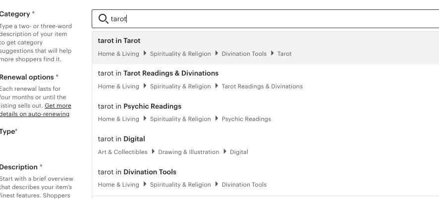 are you allowed to sell Tarot readings on Etsy?