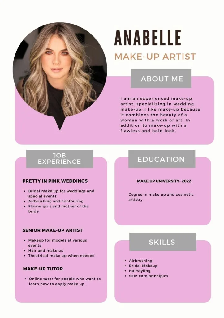 make up artist resume