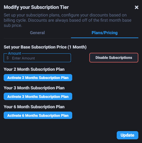 how to create subscriptions for Fansly