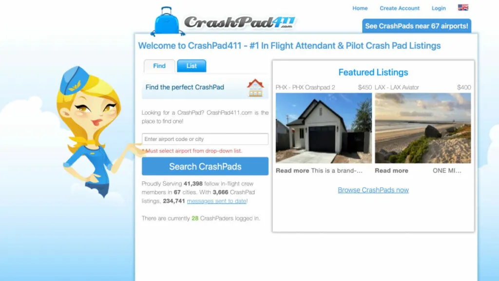 CrashPad side hustle for flight attendants