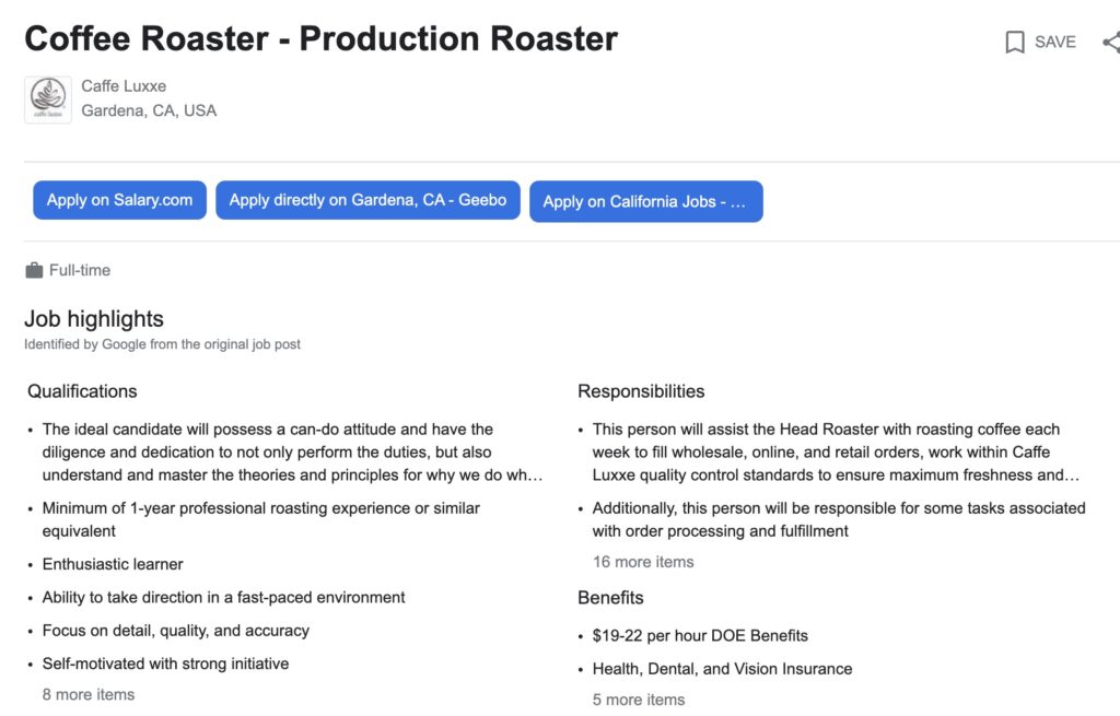 coffee roaster jobs