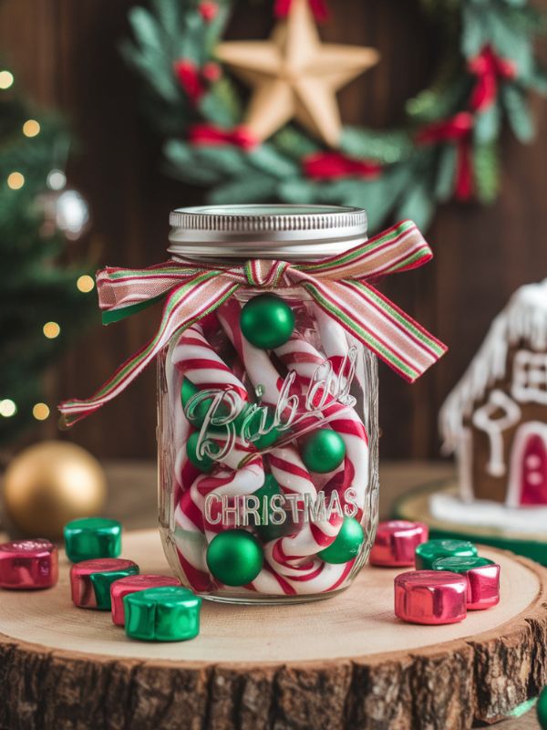 Christmas candy in a jar