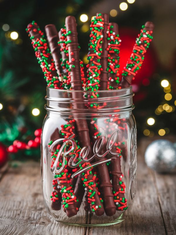 Chocolate Dipped Pretzels Jar