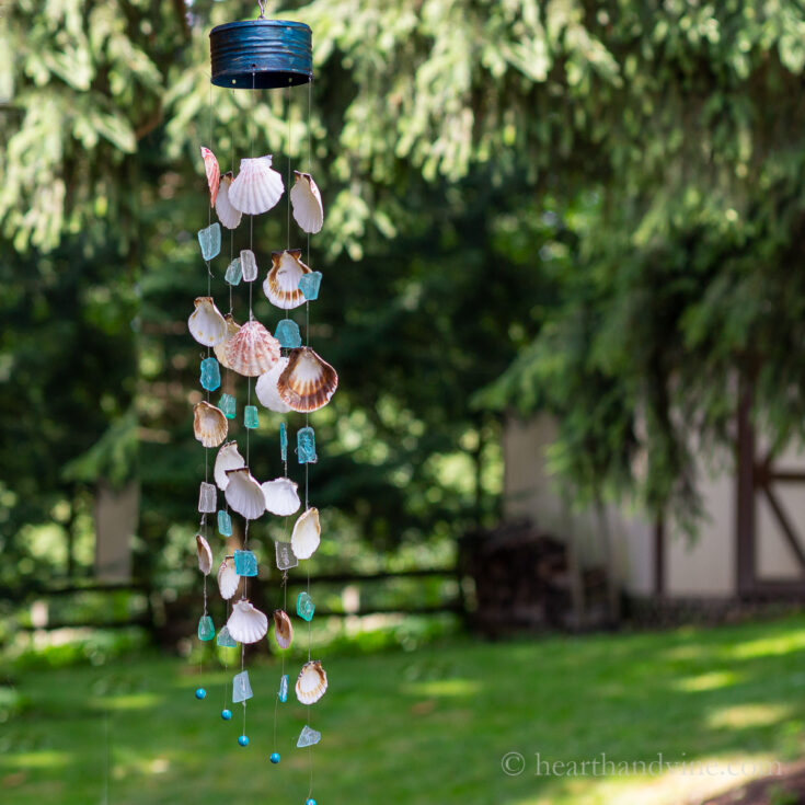 Image for Sea Glass Wind Chime with Seashells